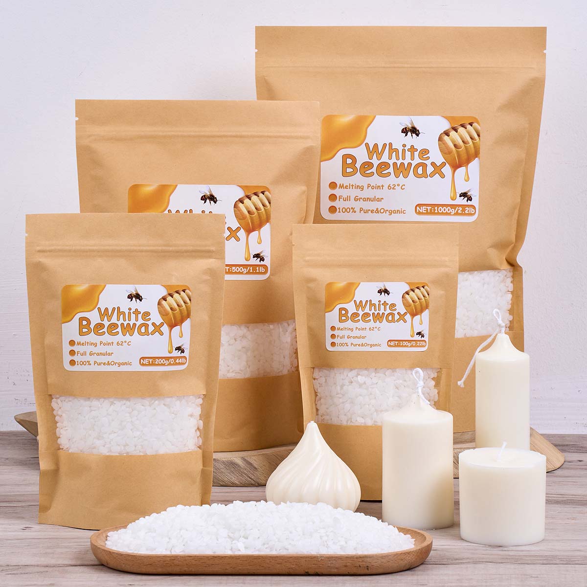 Candle Supplies Beeswax - 1000g Witte Bijenwas DIY Kaarsen Maken