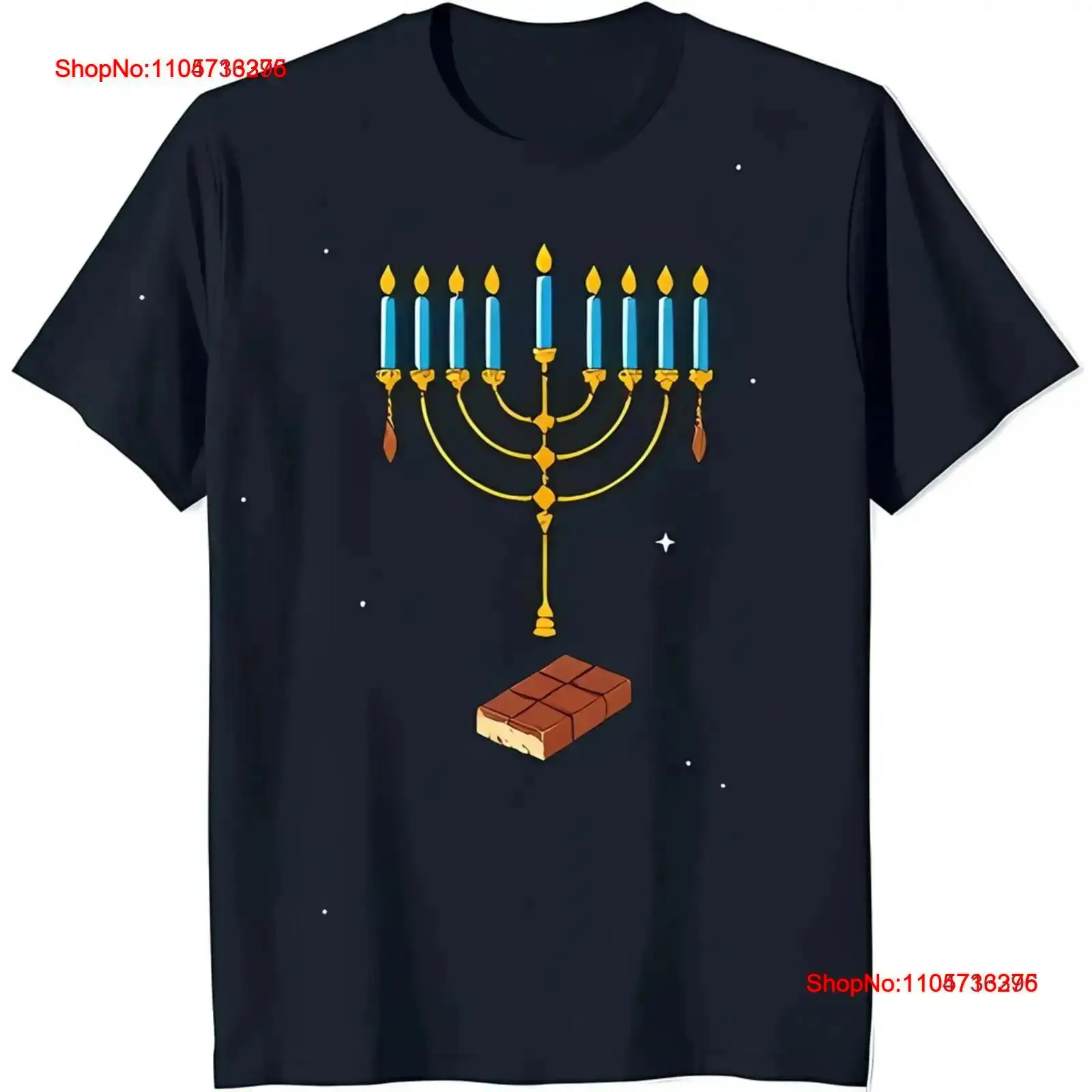 Black Tin Candle - Feestelijk zwart T-shirt met gouden menora,