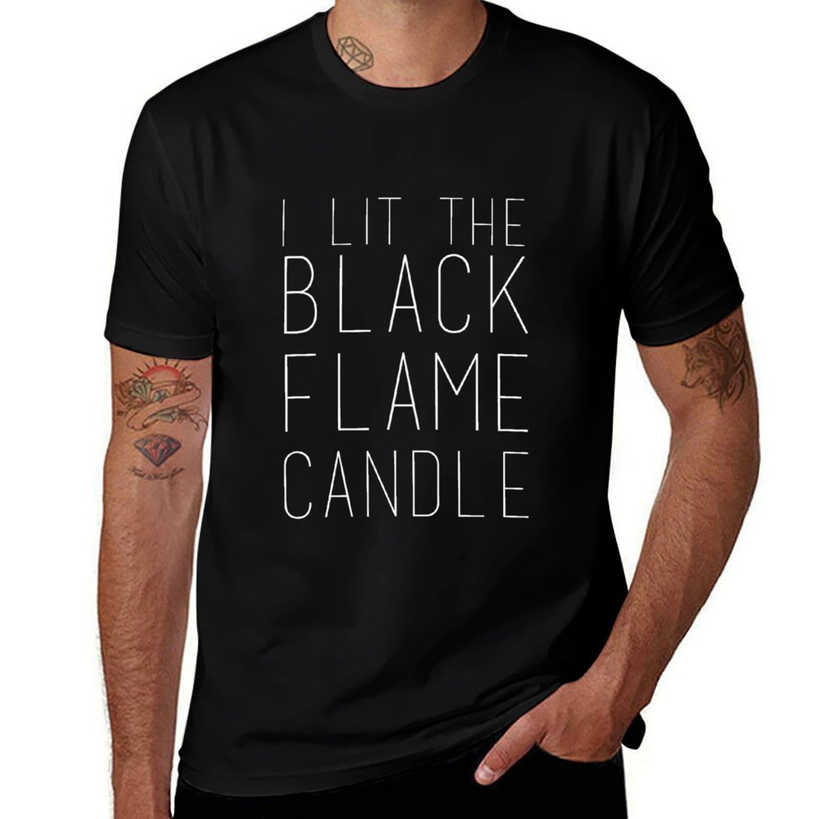 Black Tin Candle - Black Flame Candle (wit) T-shirt Zomerfestival