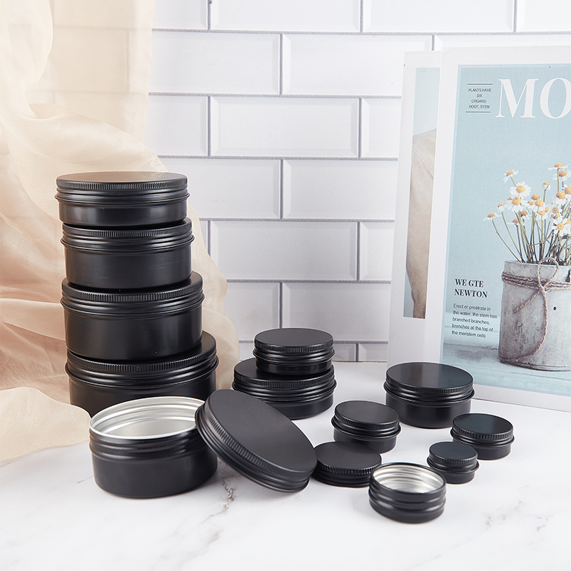 Black Tin Candle - 15-250Ml Zwarte Aluminium Blikjes Ronde Blikken