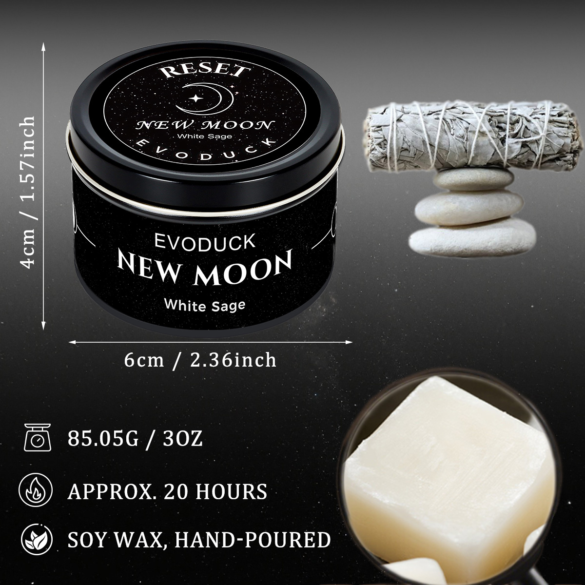 1 stuk Nieuwe Maan Geurende Ka - Black Tin Candle recensie en prijs