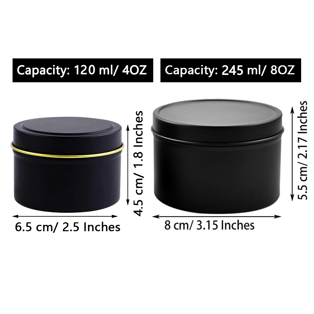 4oz/8oz Kaarsenblikken met dek - Black Tin Candle recensie en prijs