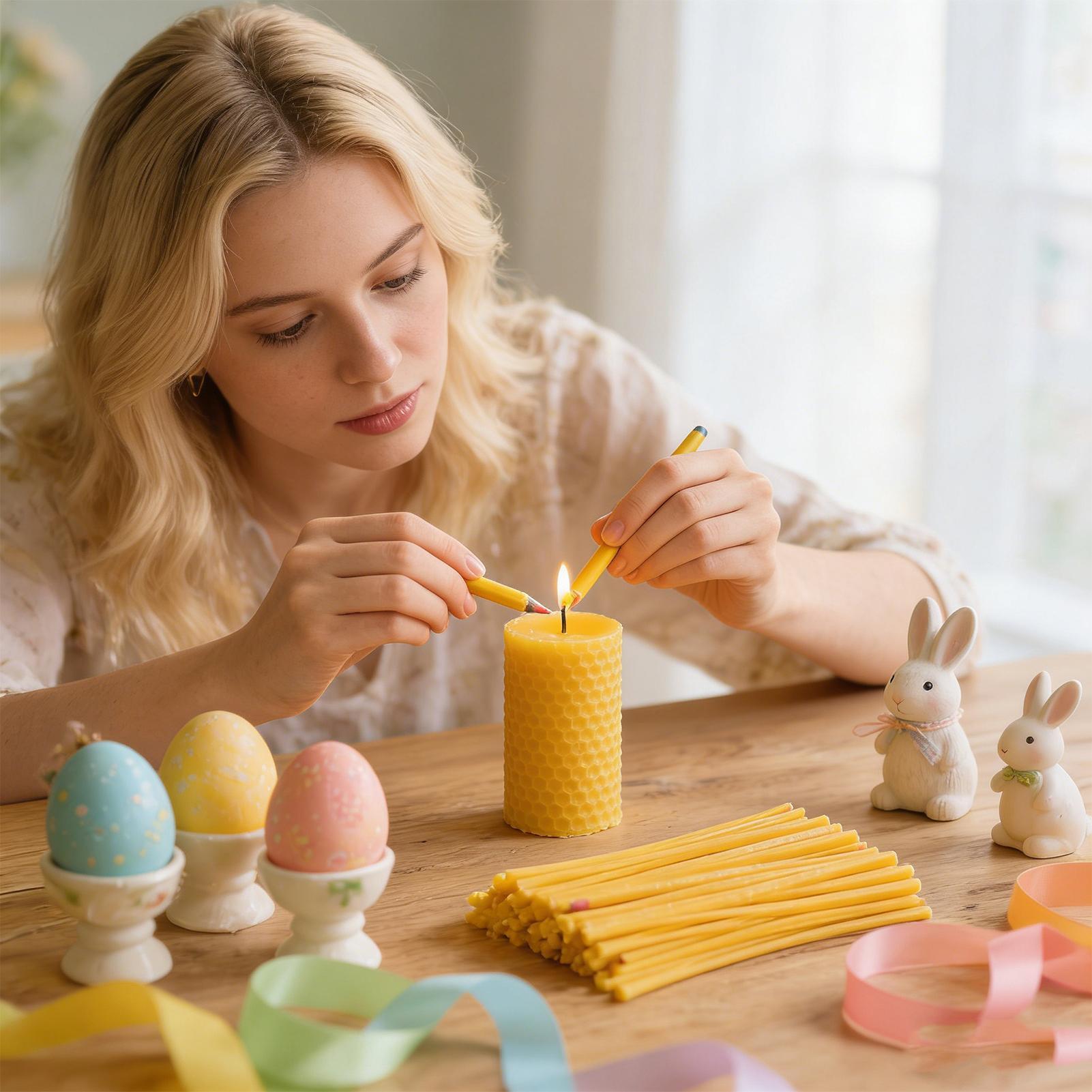 Ei-decoratie bijenwasstokjes 1 - Candle Supplies Beeswax recensie en prijs